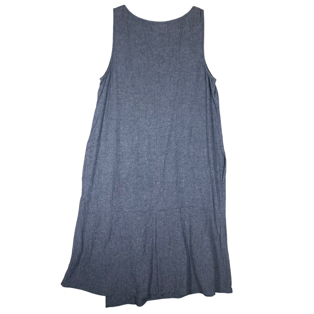 Pure Jill J. JILL Linen Blend Tank Dress Sz XL Midi‎ Blue Lagenlook Minimalist - Picture 2 of 13